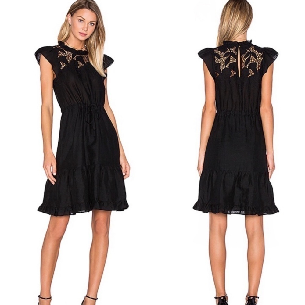 Ulla Johnson Amelie Linen Dress in Jet Black Size 2